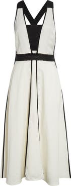 Reiss Valencia Contrast Sleeveless Midi Dress | Nordstrom