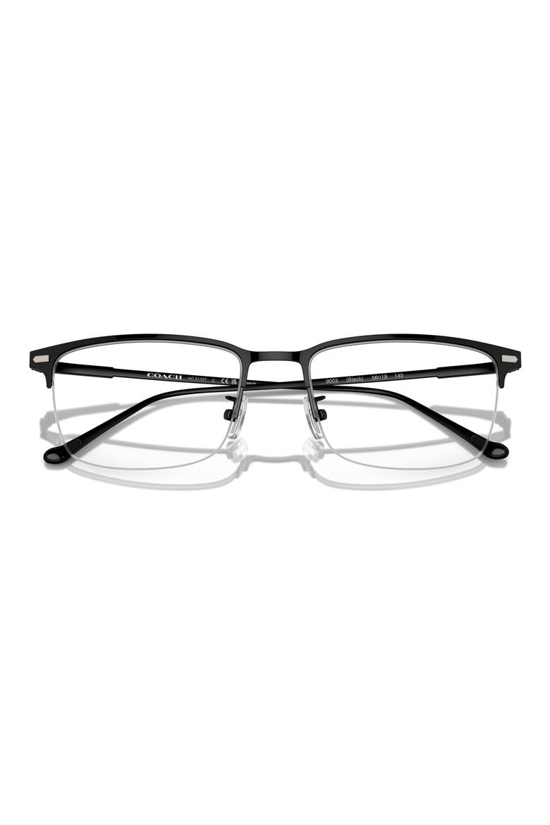 56mm Semi Rimless Rectangular Optical Glasses, Alternate, color, BLACK / DEMO LENS