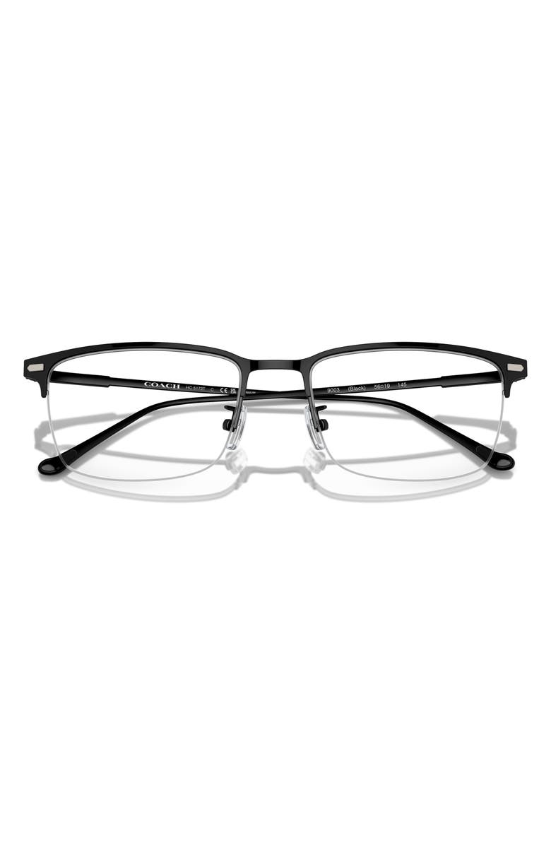COACH 56mm Semi Rimless Rectangular Optical Glasses, Alternate, color, 