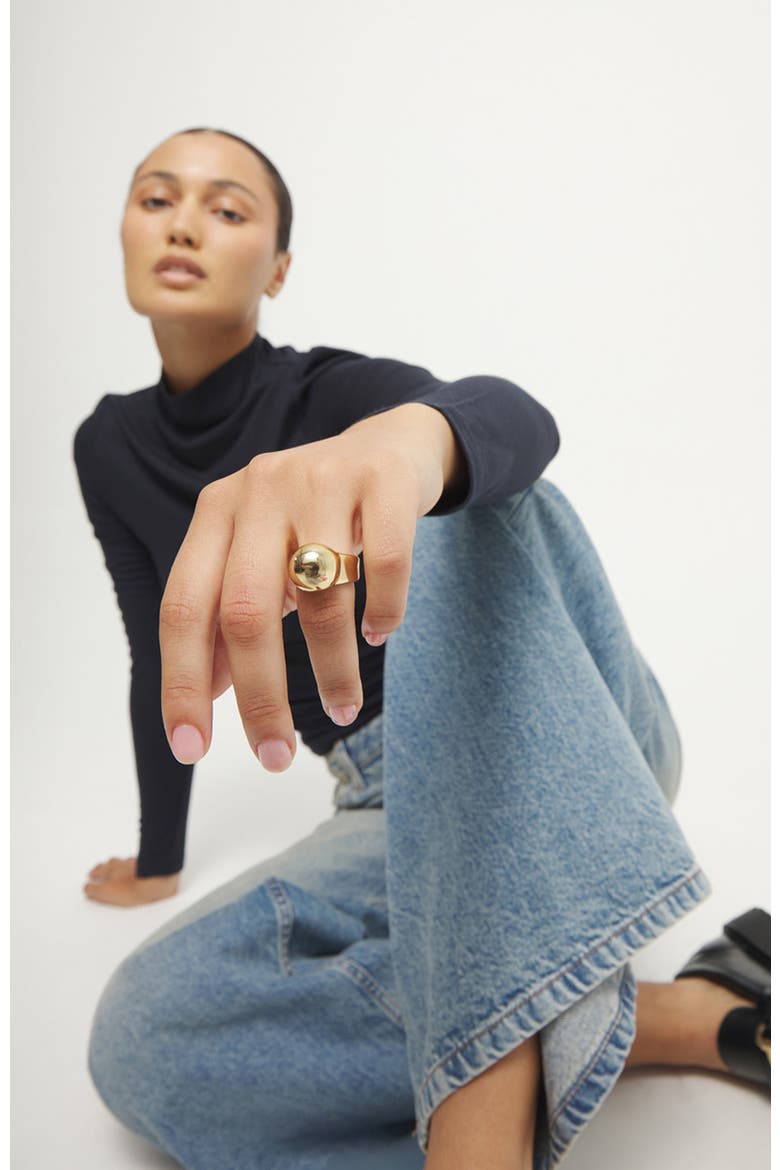 18k gold-plated ring in the shape of a sphere, Alternate, color, Gold