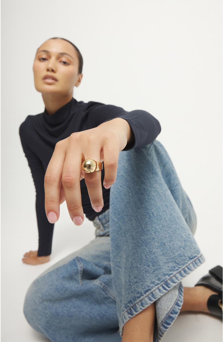 UNODE50 18k gold-plated ring in the shape of a sphere, Alternate, color, Gold