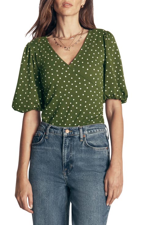 Ruched Short Sleeve Wrap Top