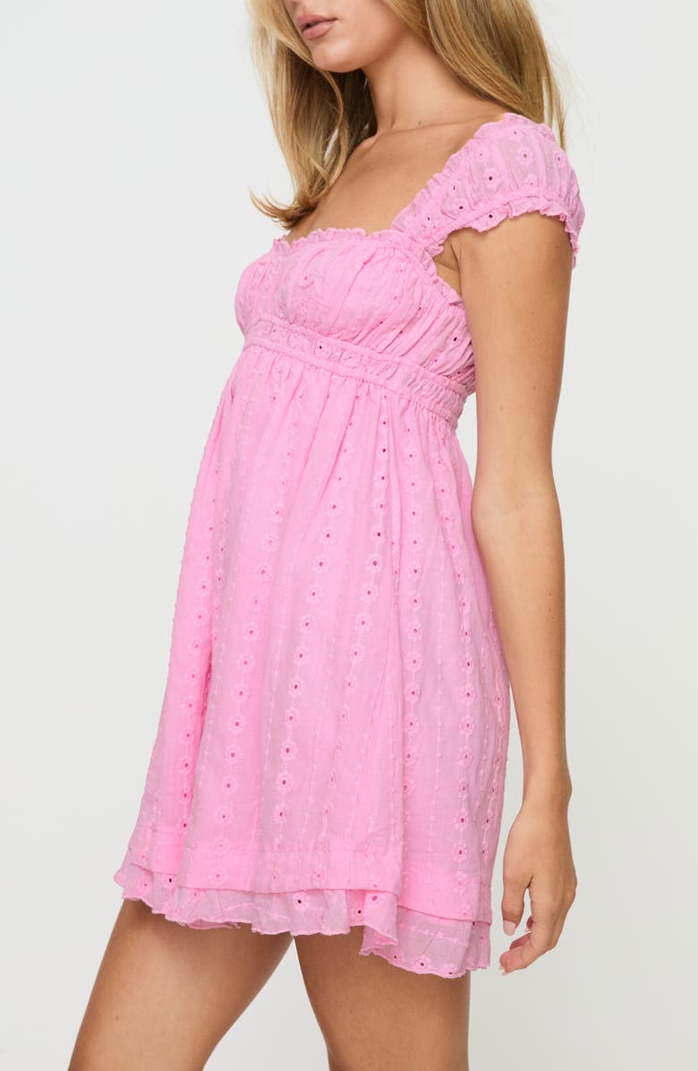Princess Polly Carlita Eyelet Embroidered Minidress, Alternate, color, Pink