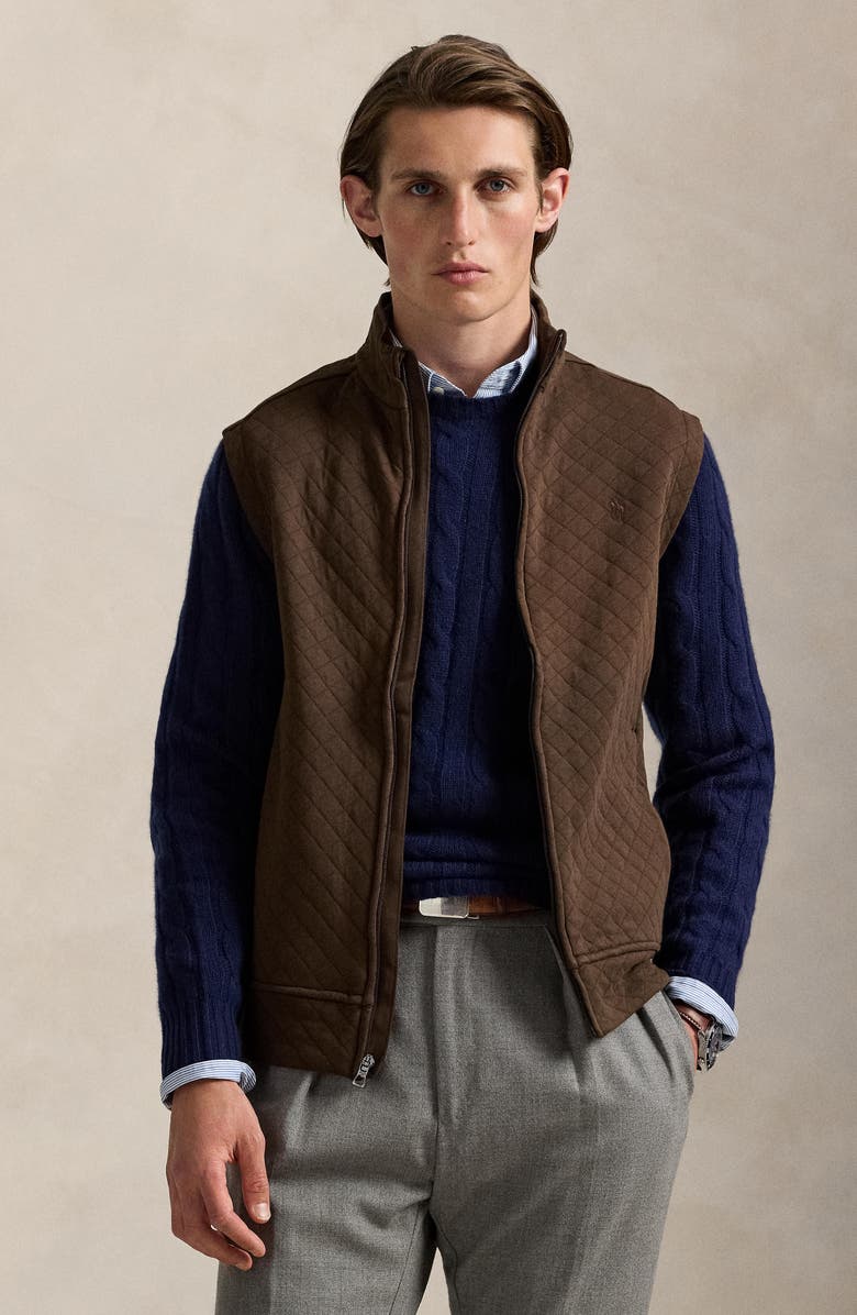 Polo Ralph Lauren Micro Quilted Cotton Zip-Up Vest, Alternate, color, Nutmeg Brown