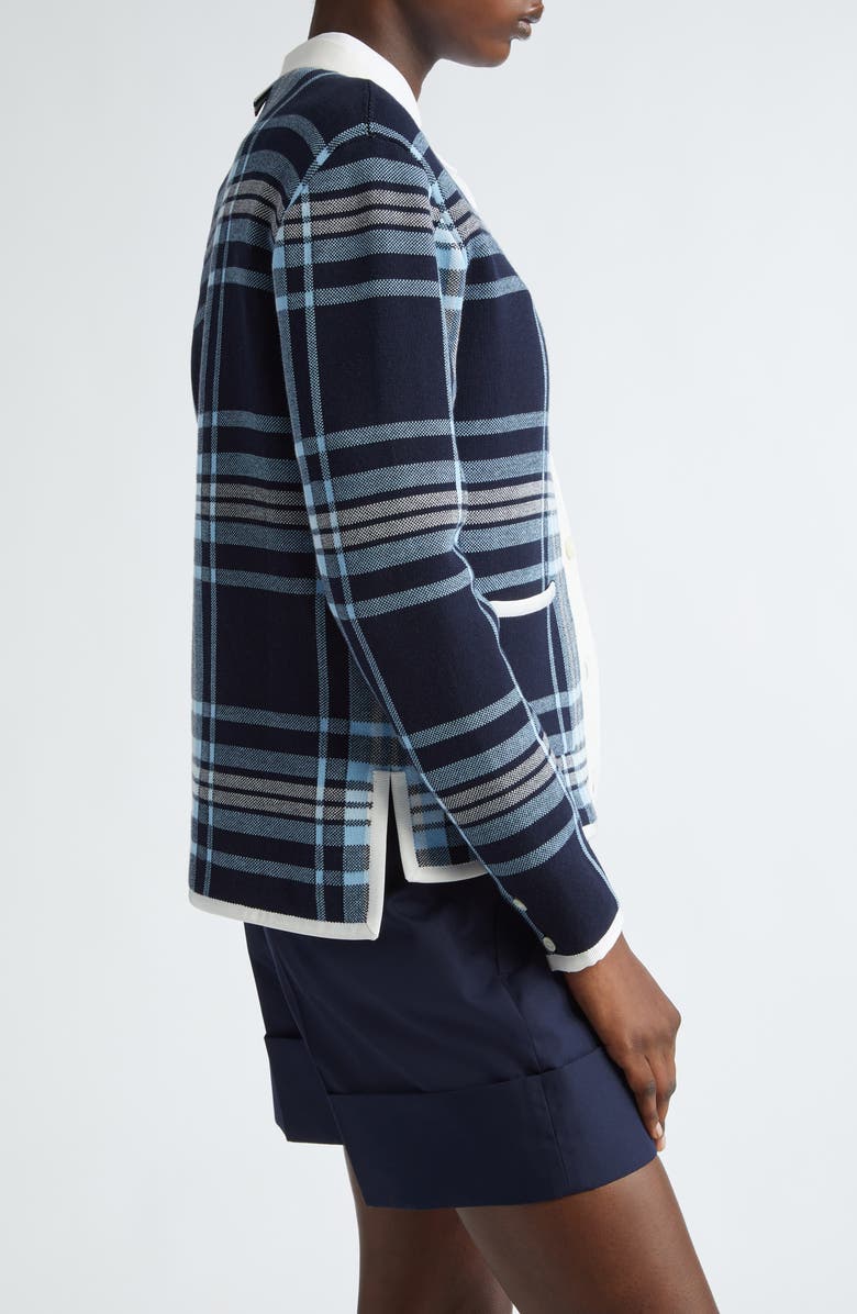 Thom Browne School Tartan Jacquard Cardigan, Alternate, color, 
