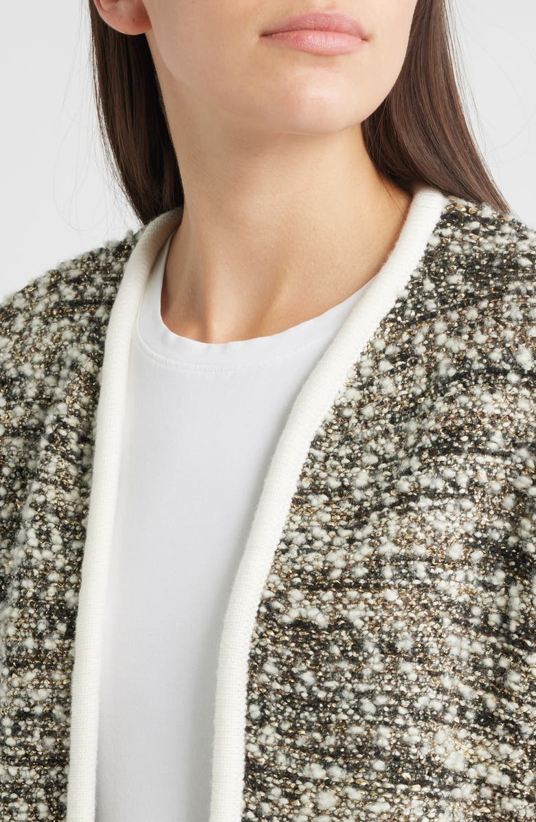 BOSS Flelani Metallic Virgin Wool Blend Open Front Cardigan, Alternate, color, Lurex Slub