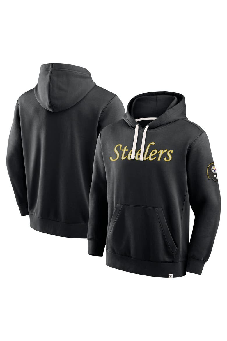 Men's Fanatics Black Pittsburgh Steelers New Horizons Heritage Pullover Hoodie, Main, color, Black