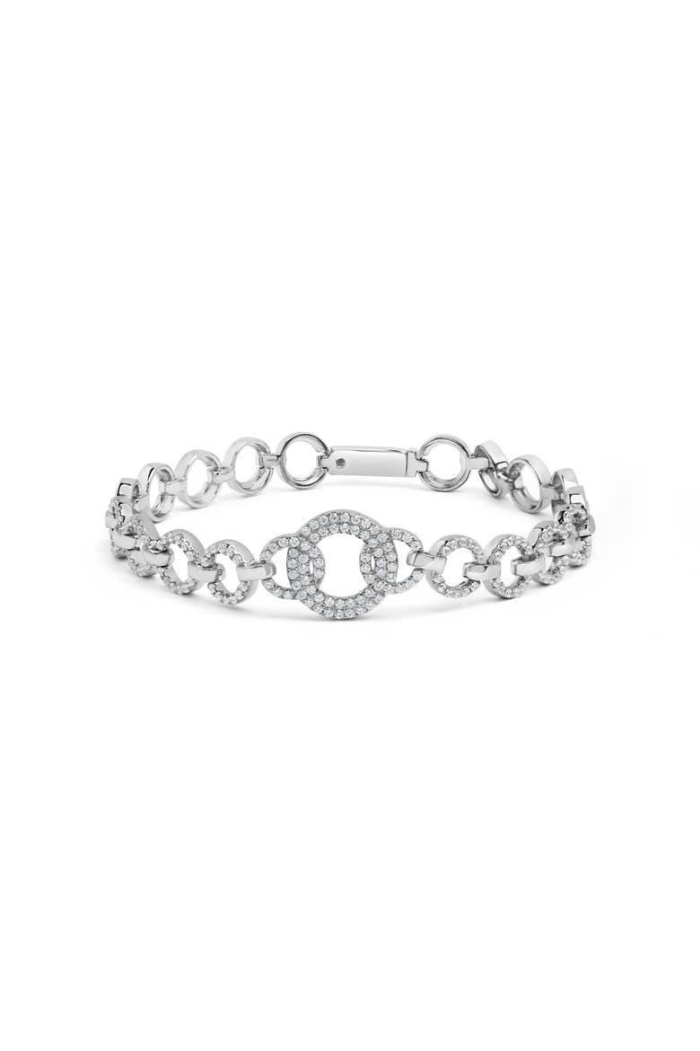 Silver 1.00 Cttw Diamond Interlinking Open Circle Link Bracelet, Main, color, Silver