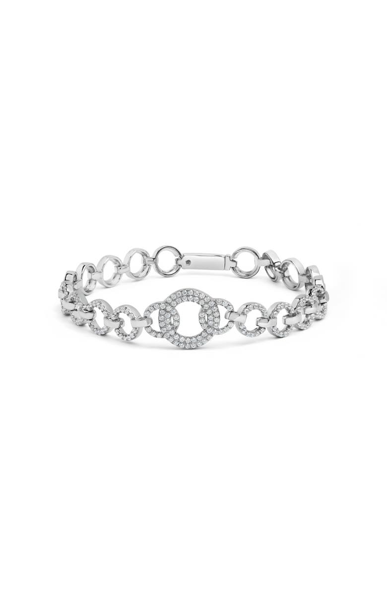 Haus of Brilliance Silver 1.00 Cttw Diamond Interlinking Open Circle Link Bracelet, Main, color, Silver