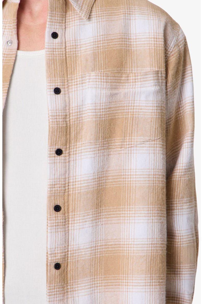 Oversize Plaid Double Layered Cotton Flannel Snap-Up Overshirt, Alternate, color, TAN
