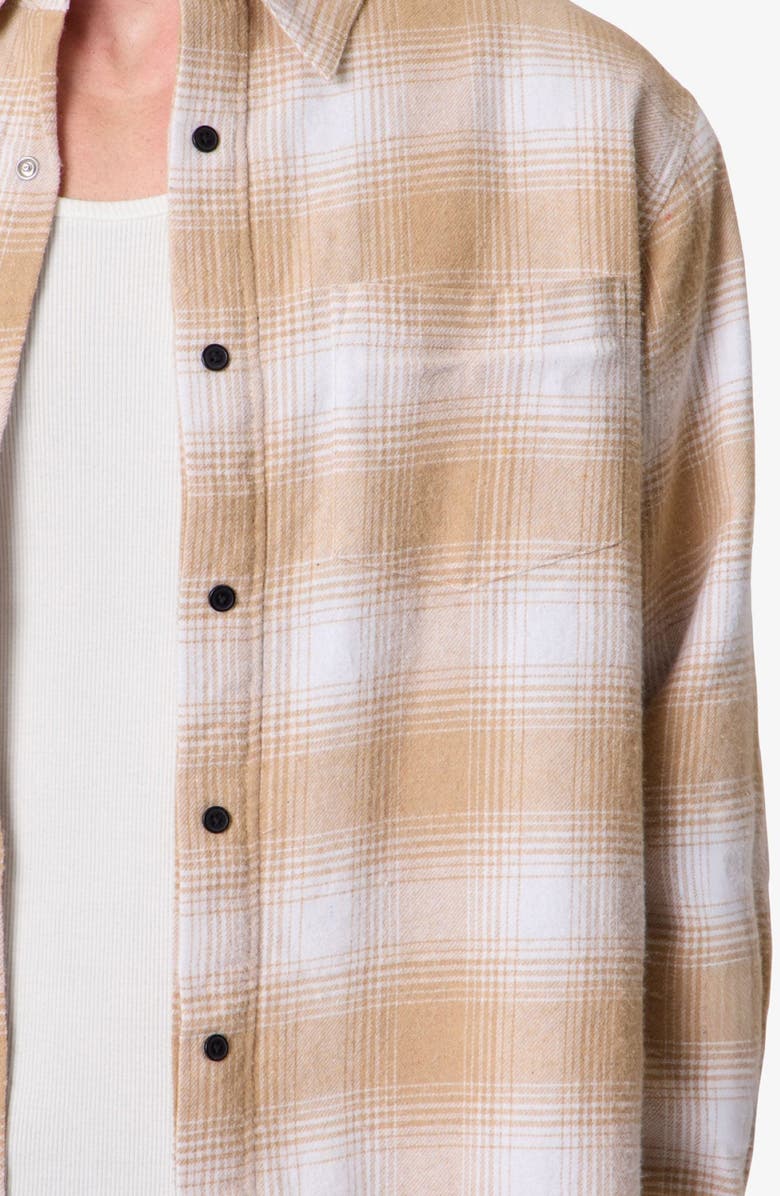 mnml Oversize Plaid Double Layered Cotton Flannel Snap-Up Overshirt, Alternate, color,