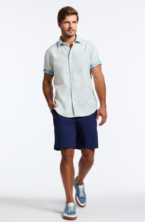Robert Graham Royal Palms Jacquard Short Sleeve Button-up Shirt In Light Blue