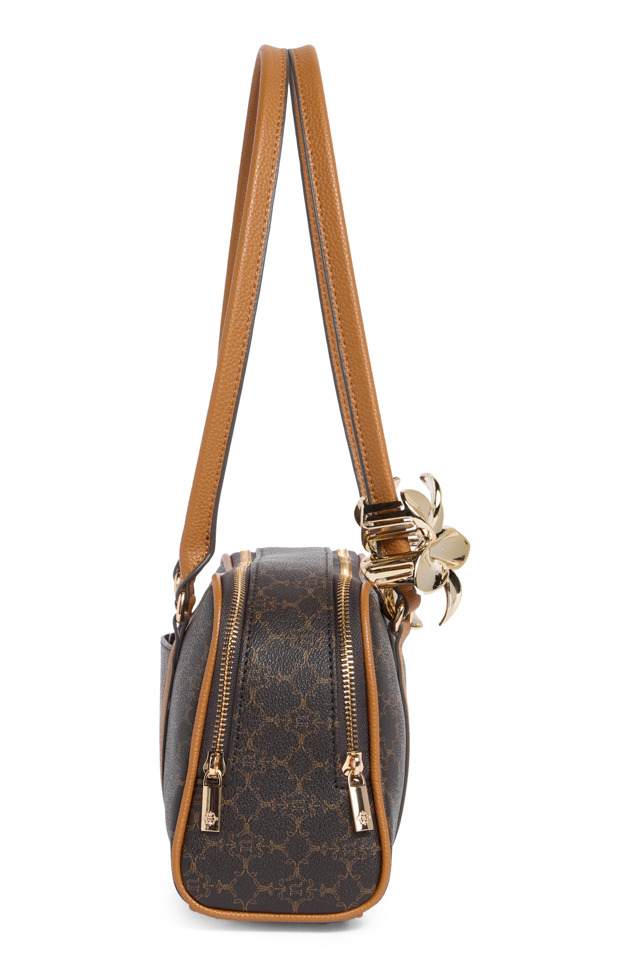 Nanette Lepore East/West Double Section Shoulder Bag, Alternate, color, Chocolate Logo-Vachetta
