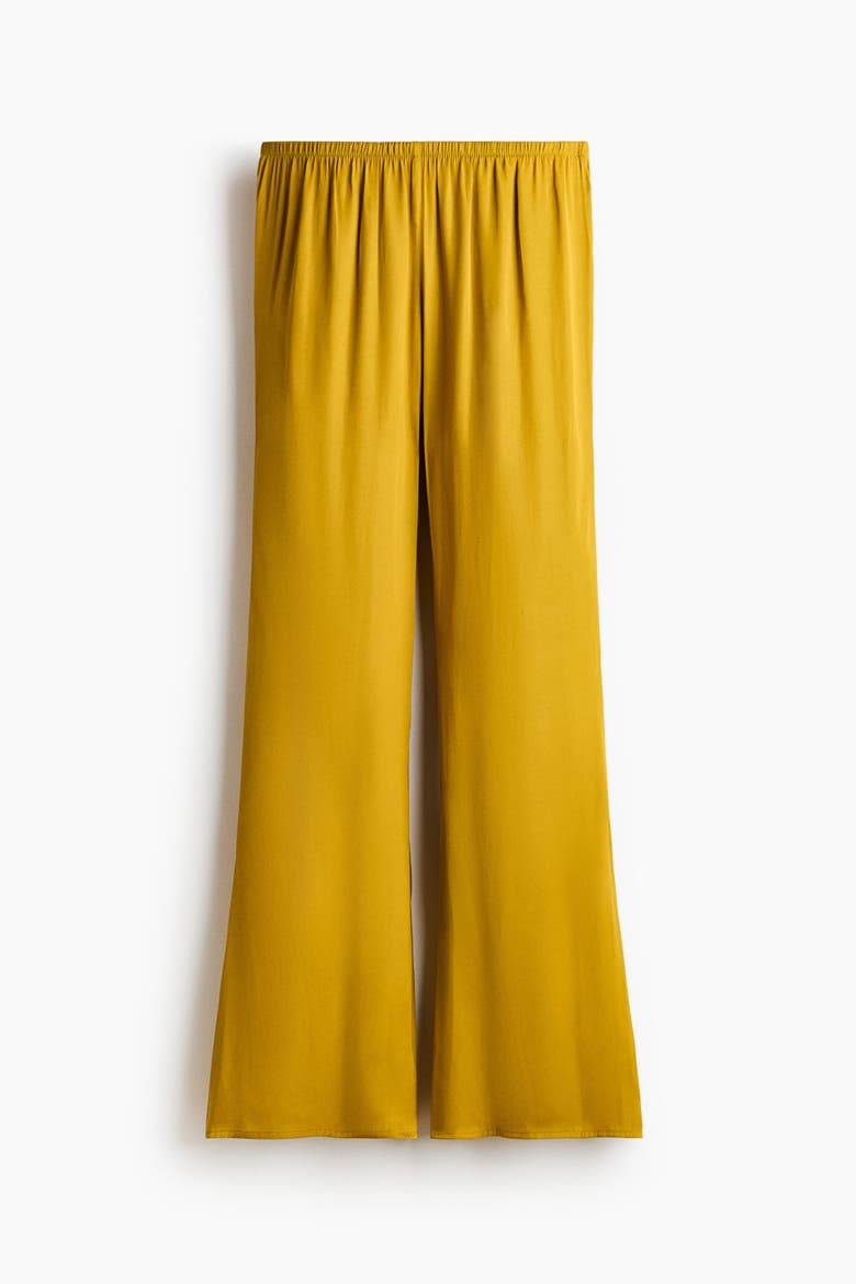 Flared Satin Trousers, Alternate, color, Mustard yellow
