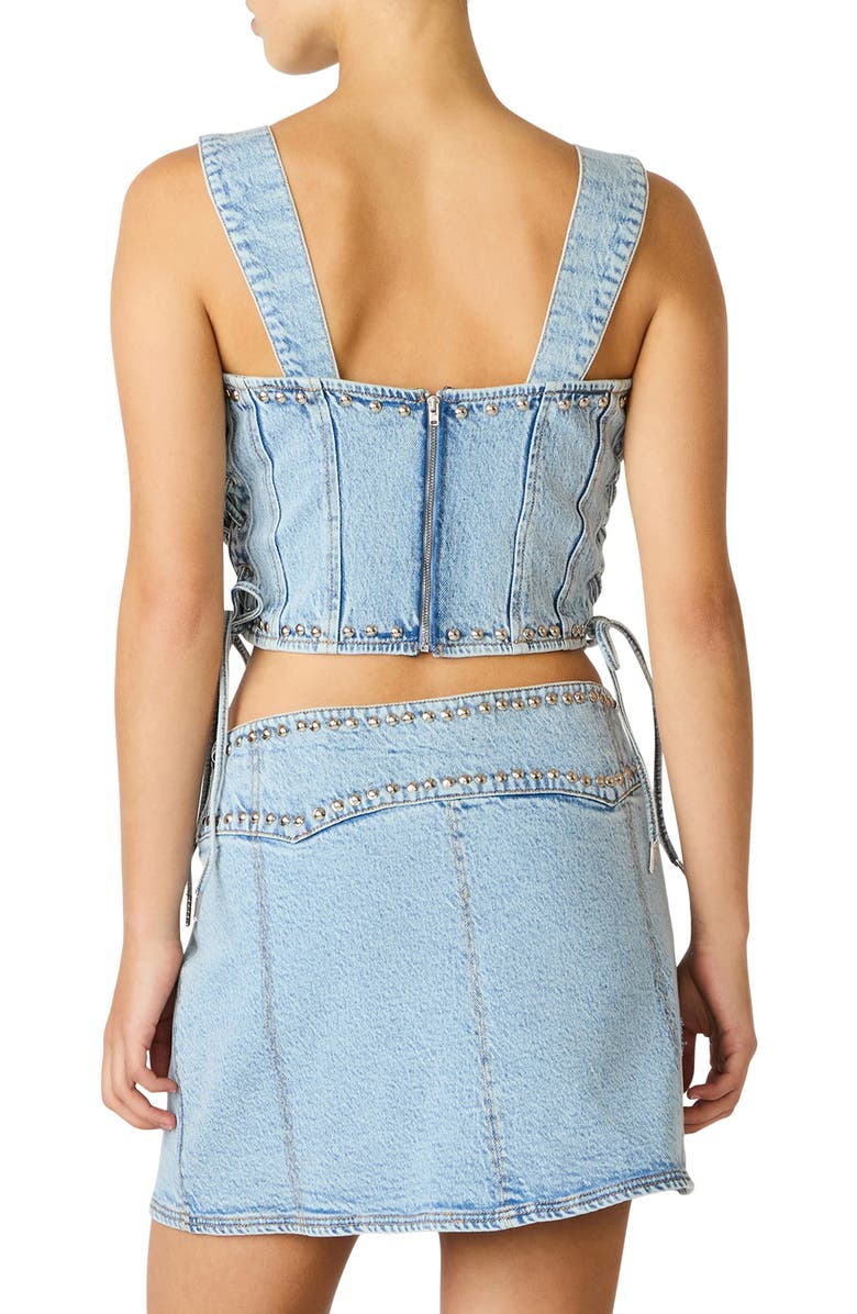 Steve Madden Babe Denim Corset Top, Alternate, color, Hazey Blue