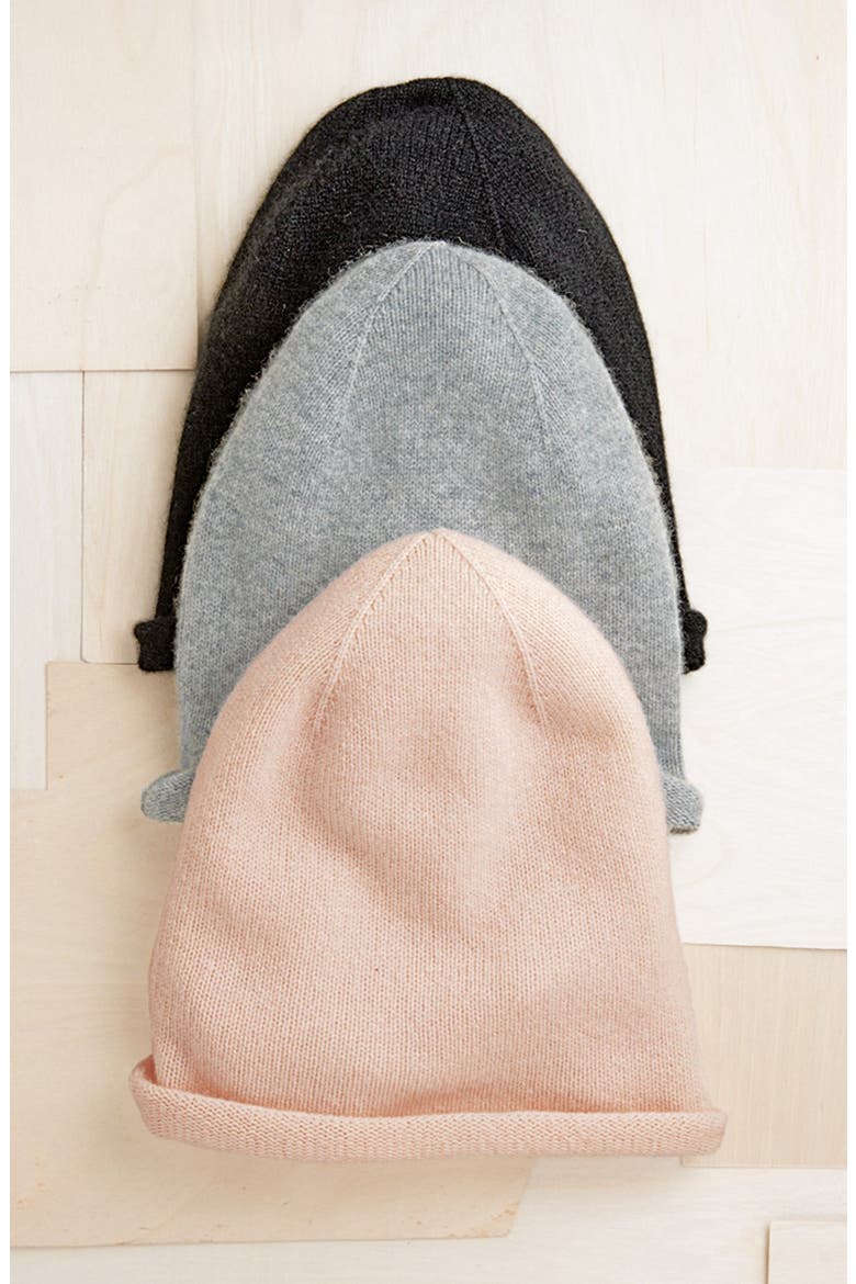 Slouchy Cashmere Beanie, Alternate, color, BLACK