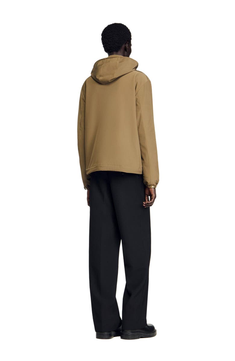 SANDRO Zip-up hooded jacket, Alternate, color, Caramel