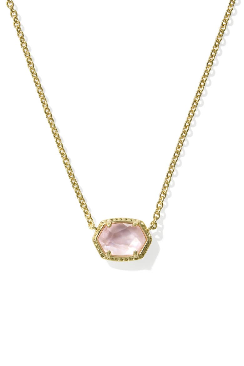 Daphne Frame Stone Pendant Necklace, Main, color, GOLD PINK MOTHER OF PEARL
