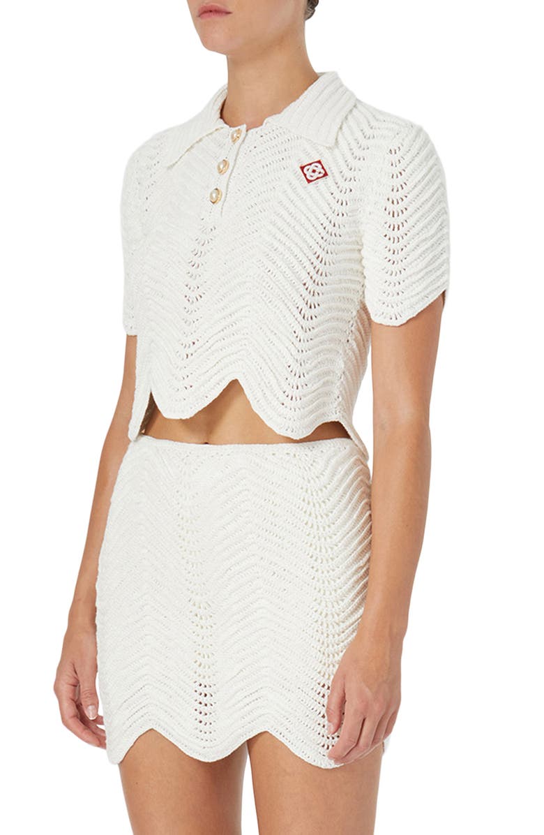 Casablanca Wavy Crochet Crop Top, Alternate, color,