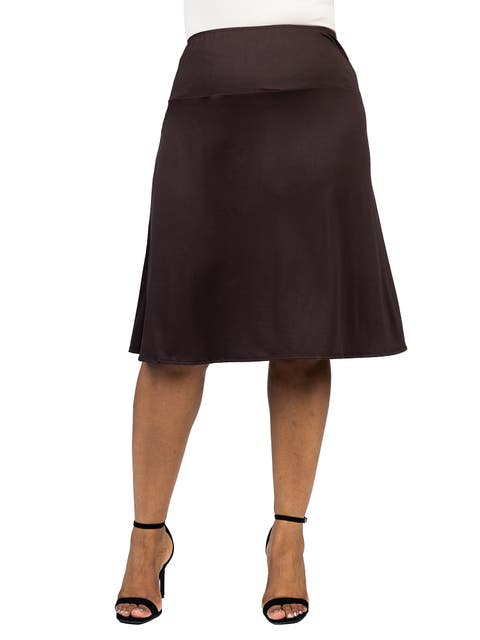 A-Line Elastic Waist Knee Length Skirt