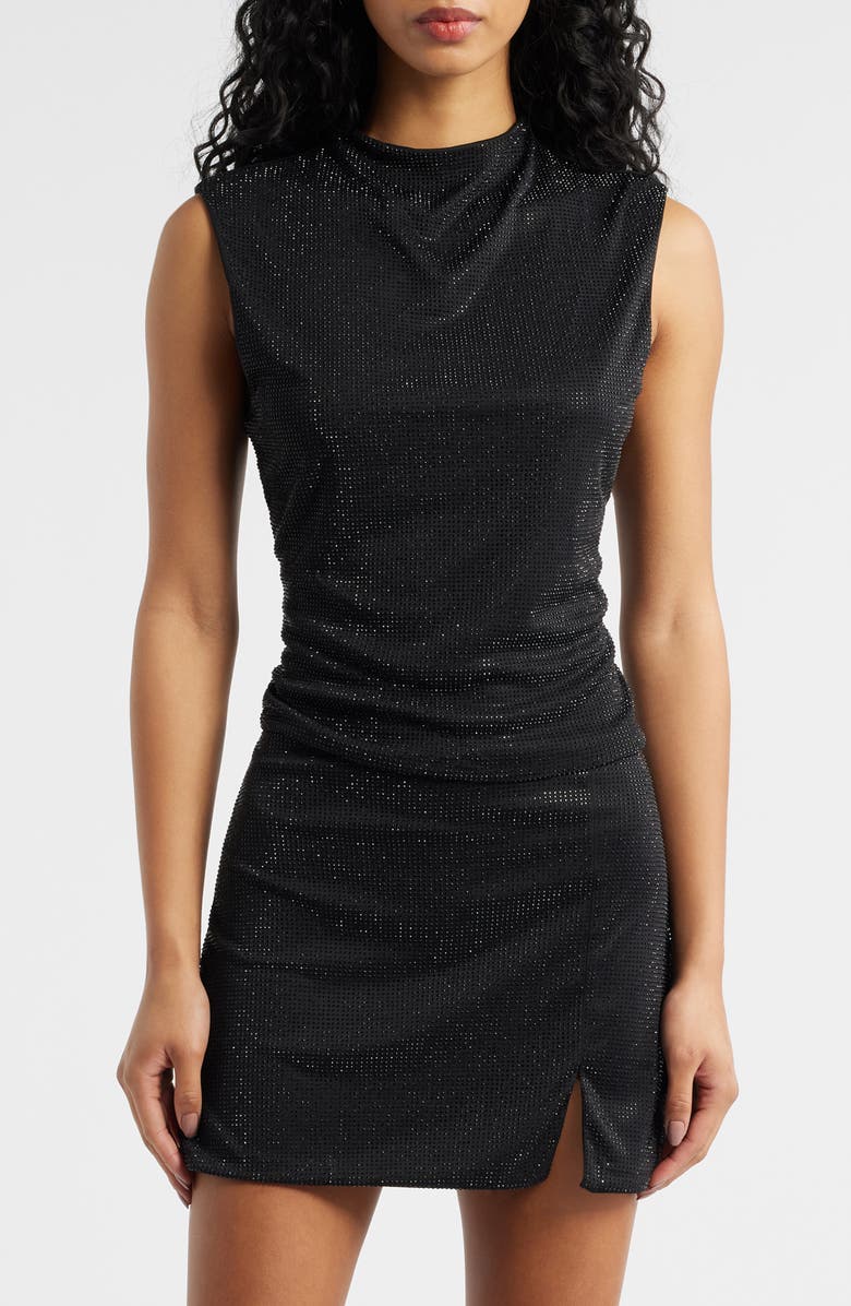 MANGO Rhinestone Sleeveless Knit Top, Main, color, Black