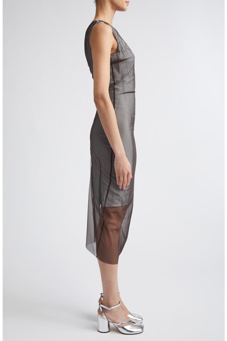 Sheer Midi Dress, Alternate, color, BROWN/ LIGHT GREY