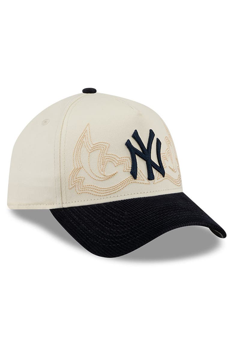 Men's New Era Stone New York Yankees Western Stitch 9FORTY A-Frame Adjustable Hat, Alternate, color, Stone