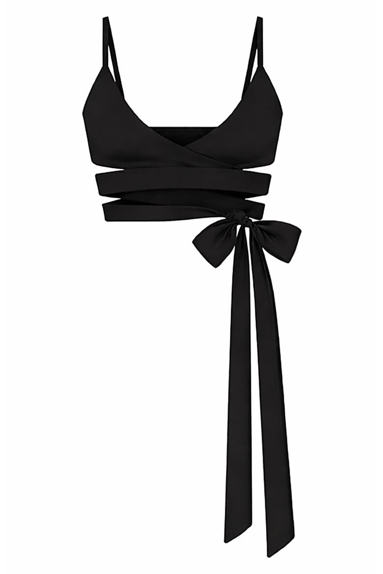 Matte Wrap Bra, Alternate, color, OBSIDIAN