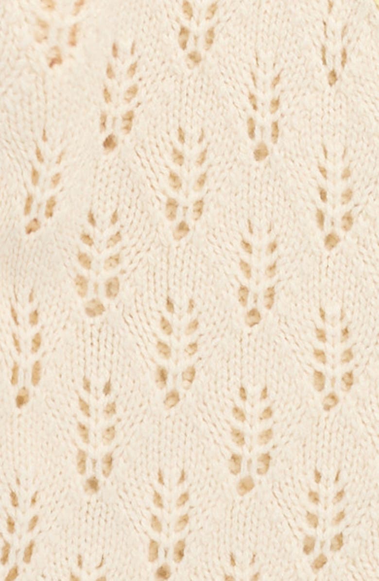 Cotton Emporium Kids' Pointelle Colorblock Cardigan, Alternate, color, Ivory