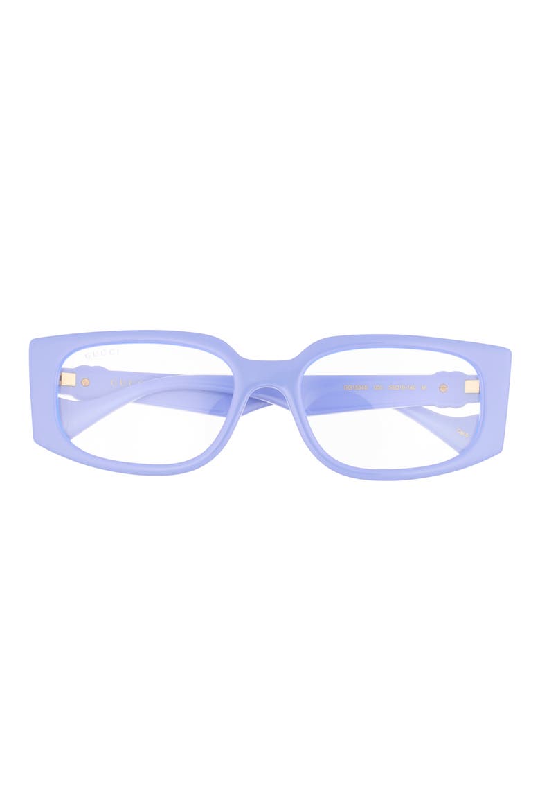 55mm Rectangular Optical Glasses, Main, color, VIOLET VIOLET TRANSPARENT