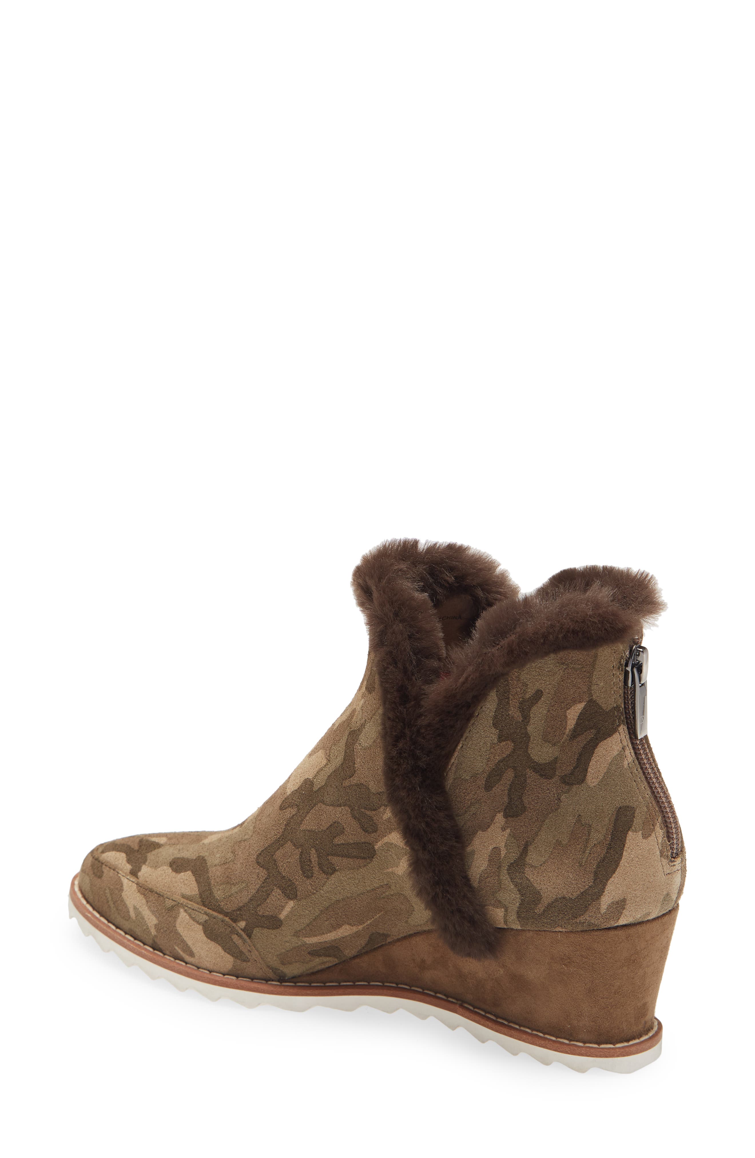 Pelle Moda Erin Faux Fur Trim Wedge Bootie, Alternate, color, 