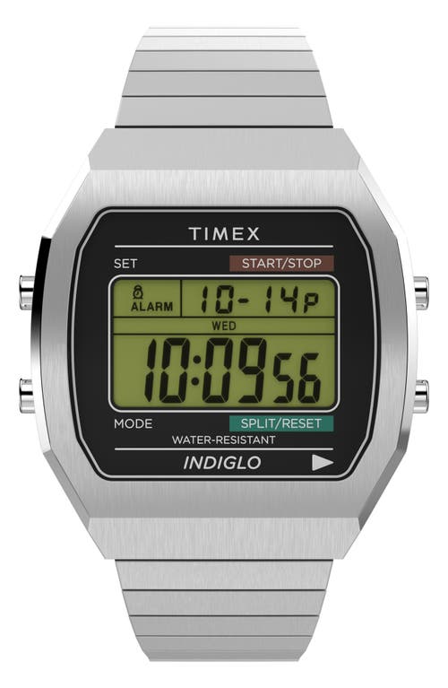 Timex® T80 Digital Chronograph Bracelet Watch, 36.5mm in Stainless Steel 