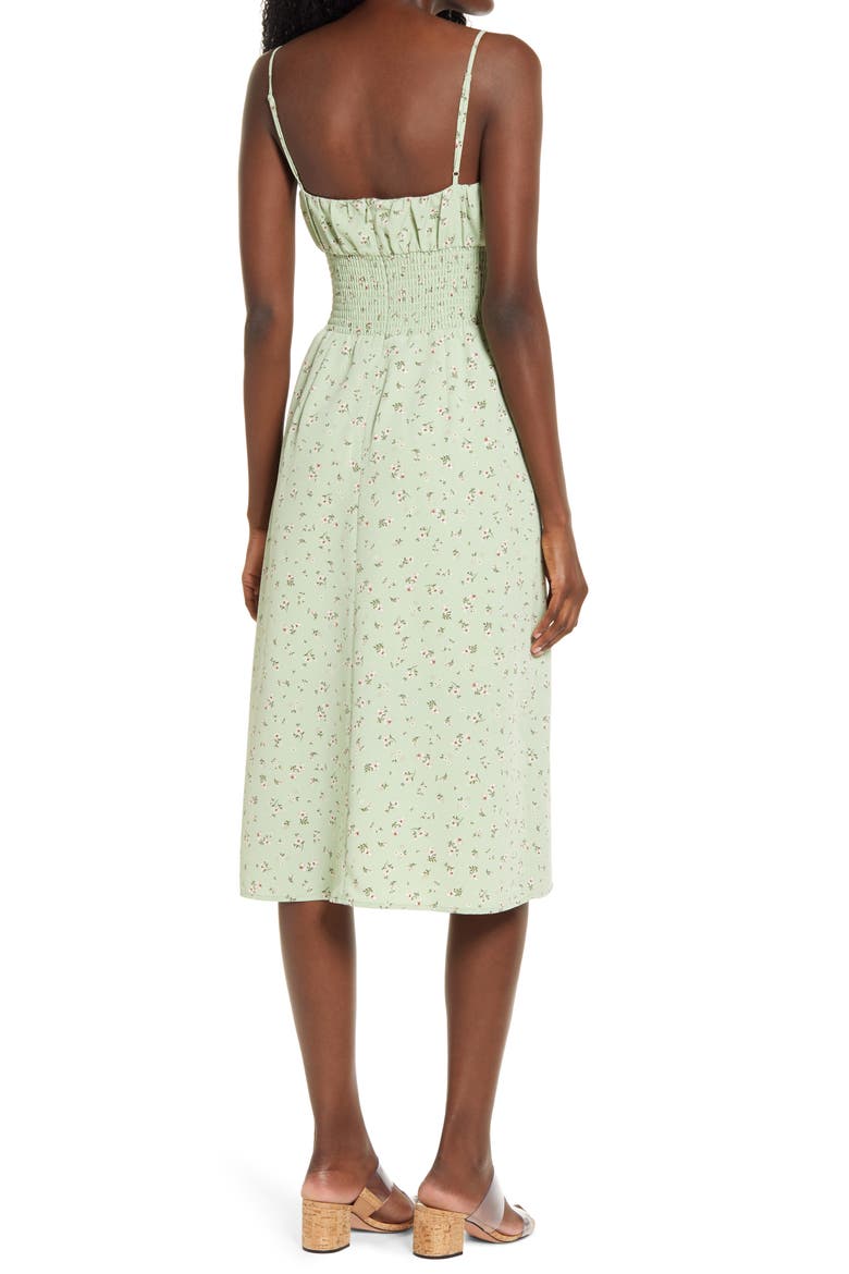 Sandy Smocked Waist Sundress, Alternate, color, GREEN DUNE DITSY DAISY