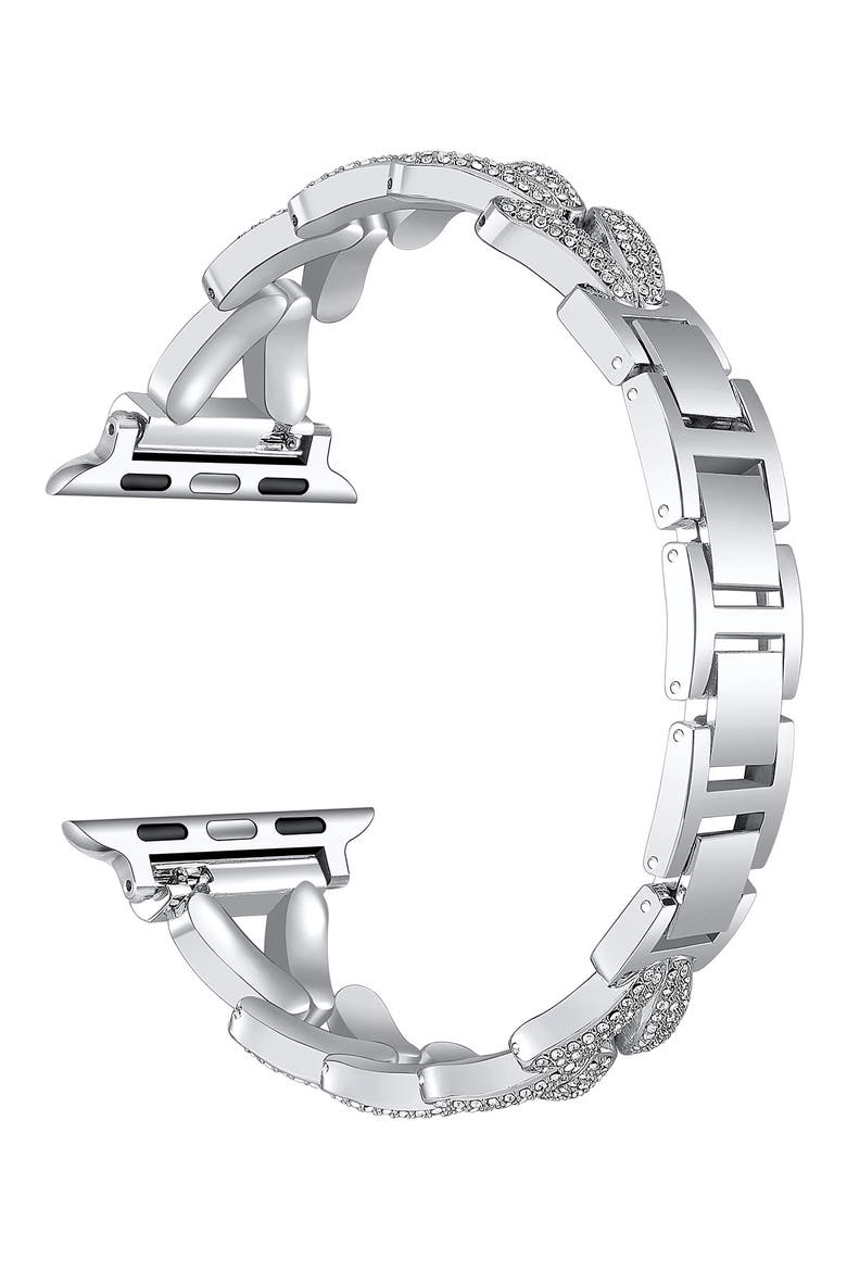 Valentina Stainless Steel & Rhinestone Apple Watch® Bracelet Watchband, Alternate, color, SILVER
