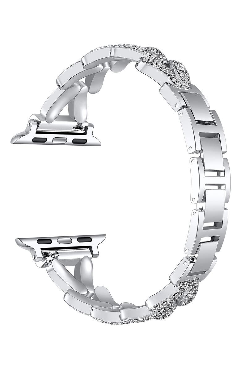 Posh Tech Valentina Stainless Steel & Rhinestone Apple Watch<sup>®</sup> Bracelet Watchband, Alternate, color, Silver