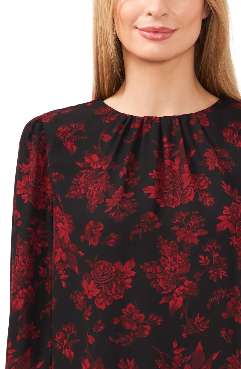 CeCe Floral Long Sleeve Ruffle Cuff Top, Alternate, color, 