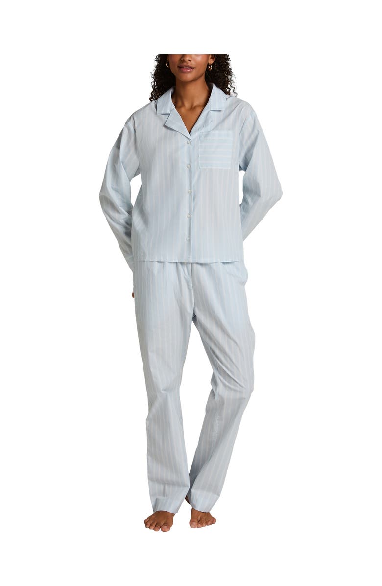 Hunkemöller Woven Cotton Stripe Pant, Alternate, color, Xenon Blue