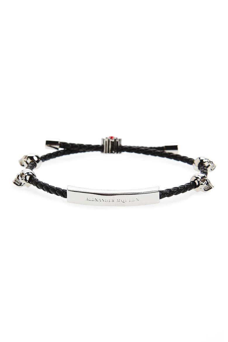 Alexander McQueen Friendship Skull Bracelet, Alternate, color, SILVER