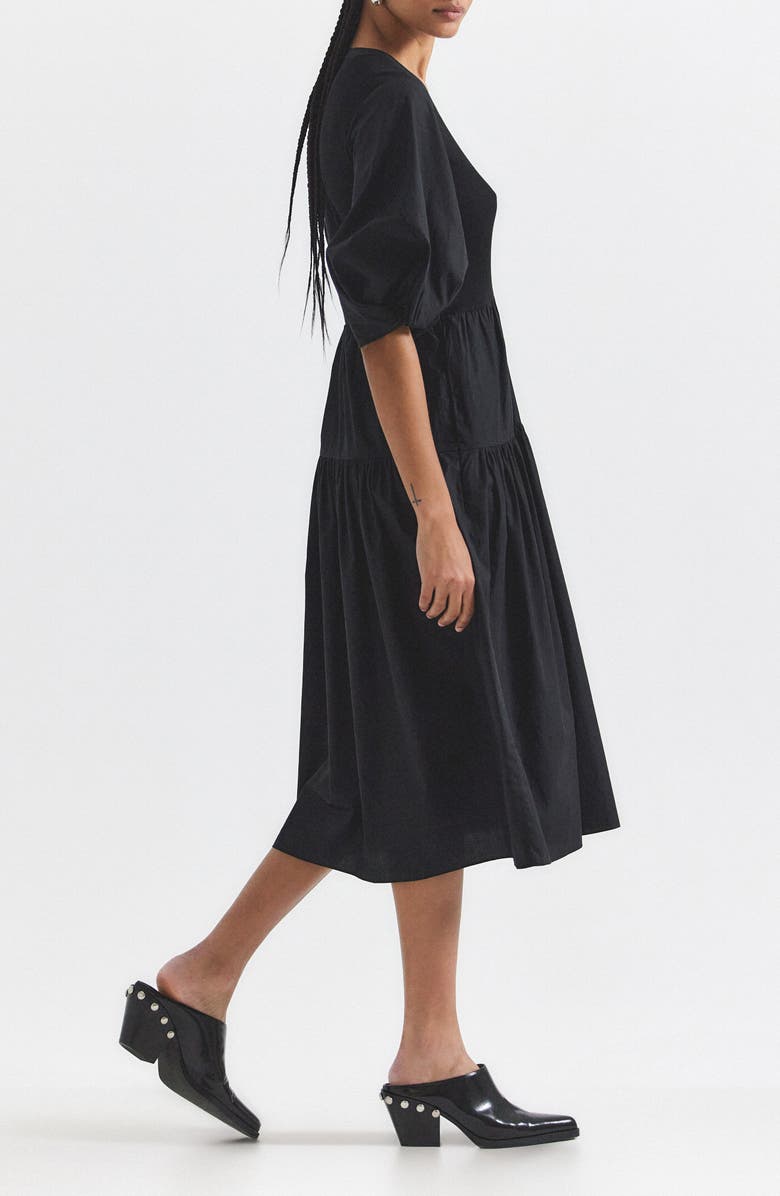 Derek Lam 10 Crosby Natalia Mixed Media Midi Dress, Alternate, color, Black