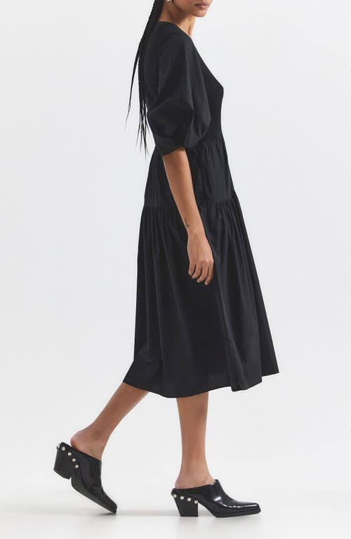 Derek Lam 10 Crosby Natalia Mixed Media Midi Dress In Black