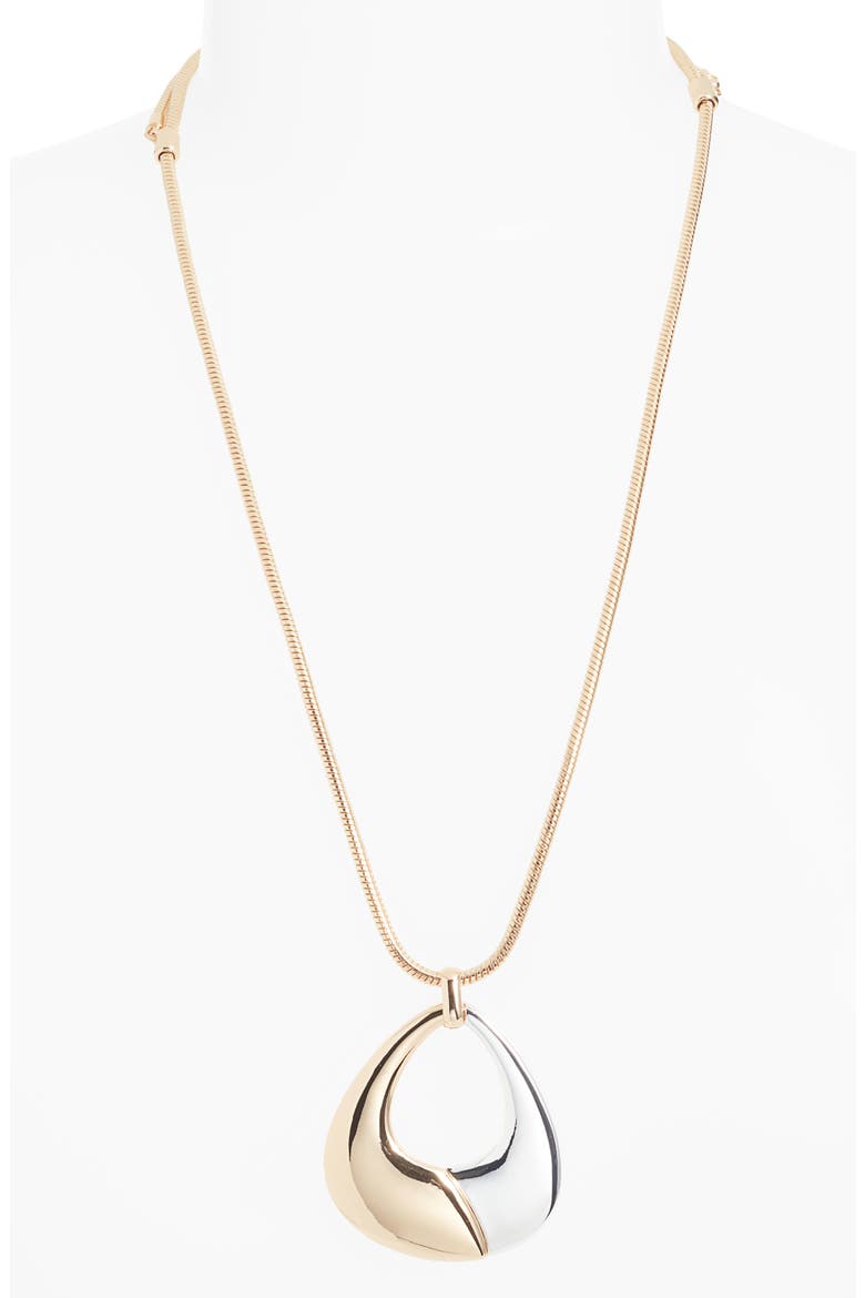 2-Tone Adjustable Pendant Necklace, Alternate, color, GOLD- SILVER