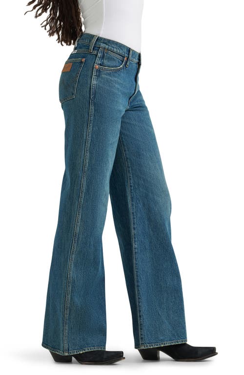 Wrangler High Waist Rainbow Pocket Wide Leg Jeans In Blue