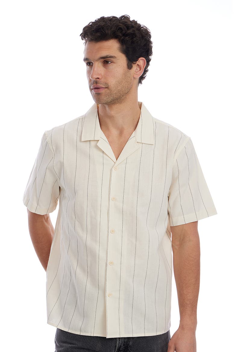 Pinstripe Stitch Camp Shirt, Alternate, color, CREAM