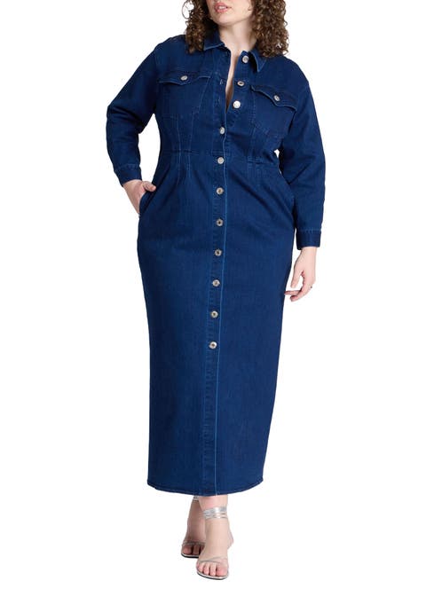 Denim Fitted Dress (Plus Available)