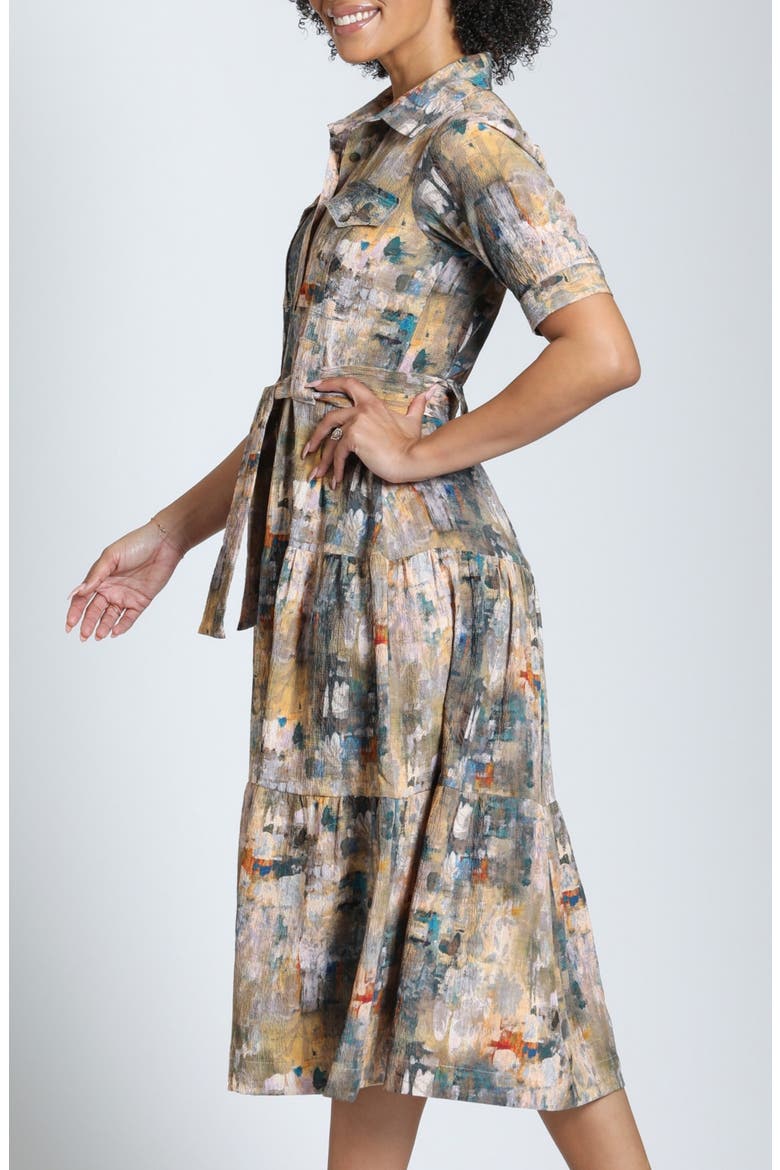 Tiered Midi Dress with Removable Sash, Alternate, color, AUTUMN CANYON