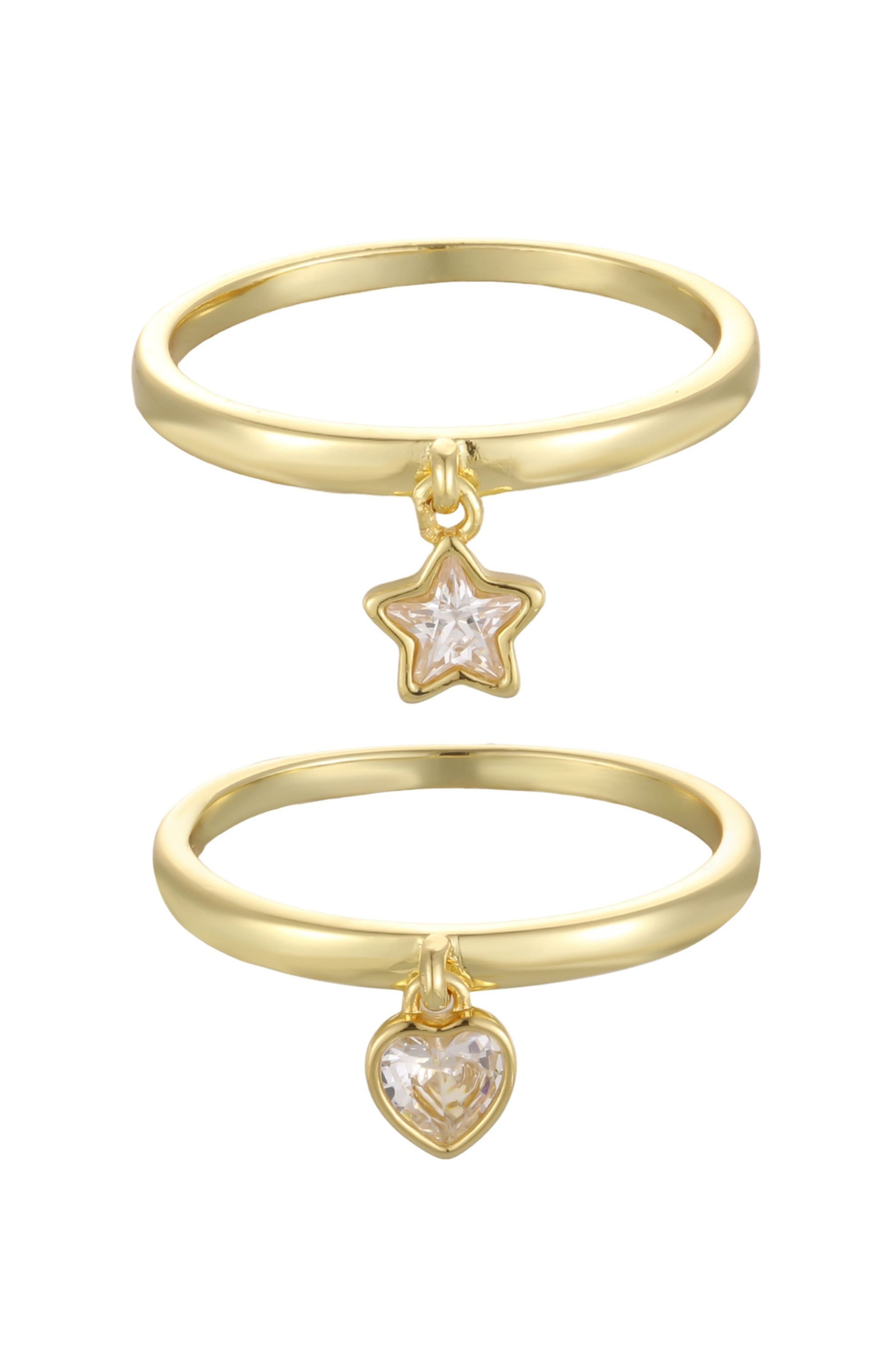 Star & Heart Charm Set of 2 Rings