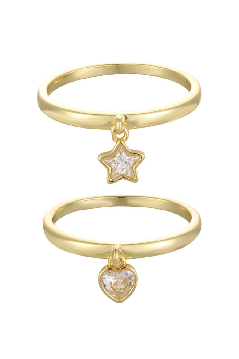Star & Heart Charm Set of 2 Rings, Main, color, GOLD