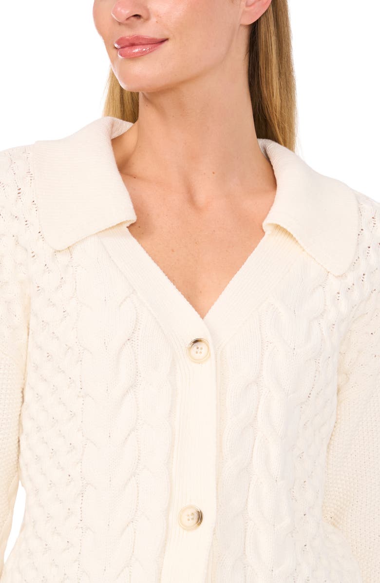 CeCe Cable Johnny Collar Cardigan Sweater, Alternate, color, 