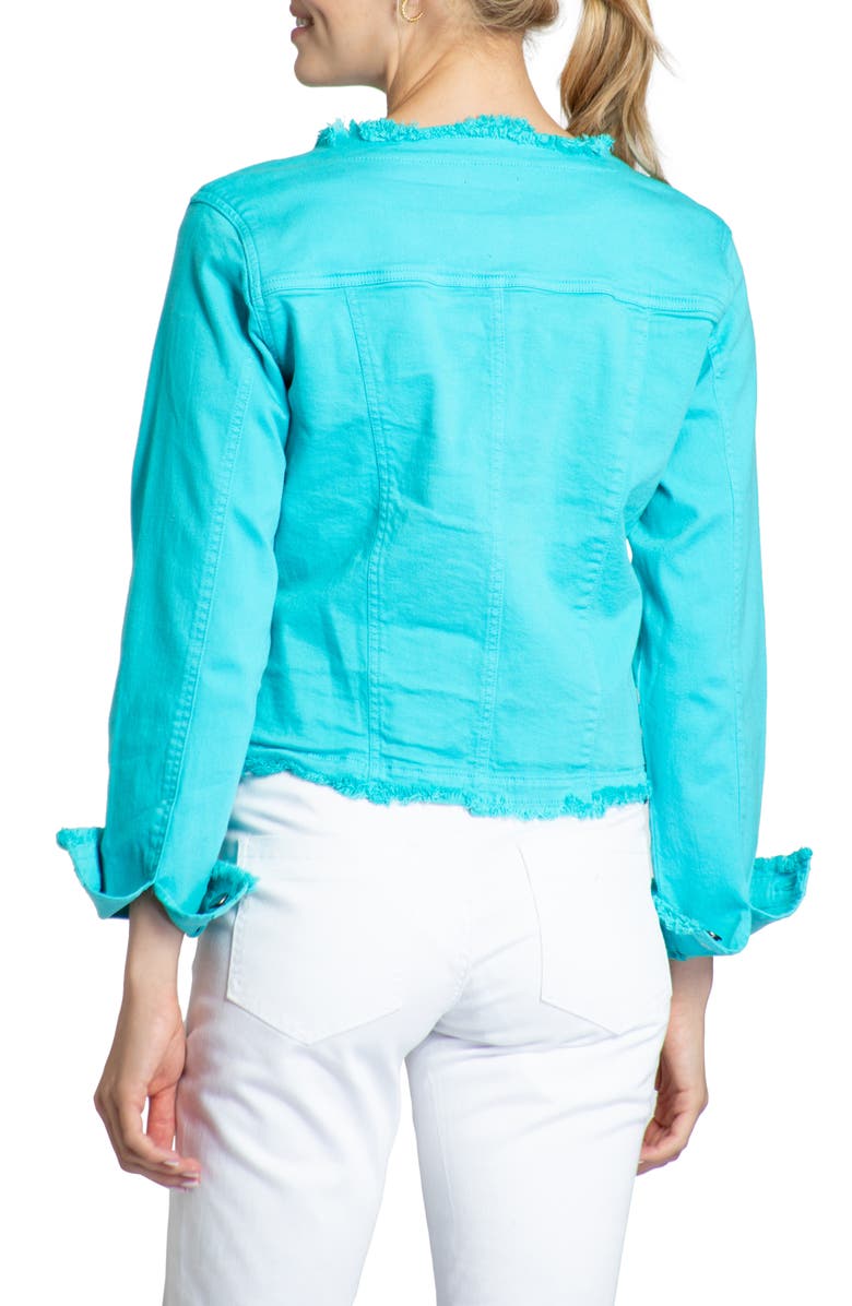 APNY Frayed Collarless Denim Jacket, Alternate, color, 