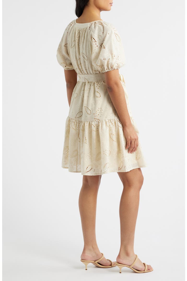 Eyelet Puff Sleeve Minidress, Alternate, color, IVORY